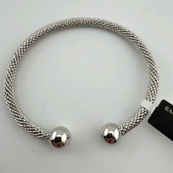 NWT BANANA REPUBLIC Silver tone Ball end Twisted Cable Cuff Bangle Bracelet NWT - Picture 4 of 4